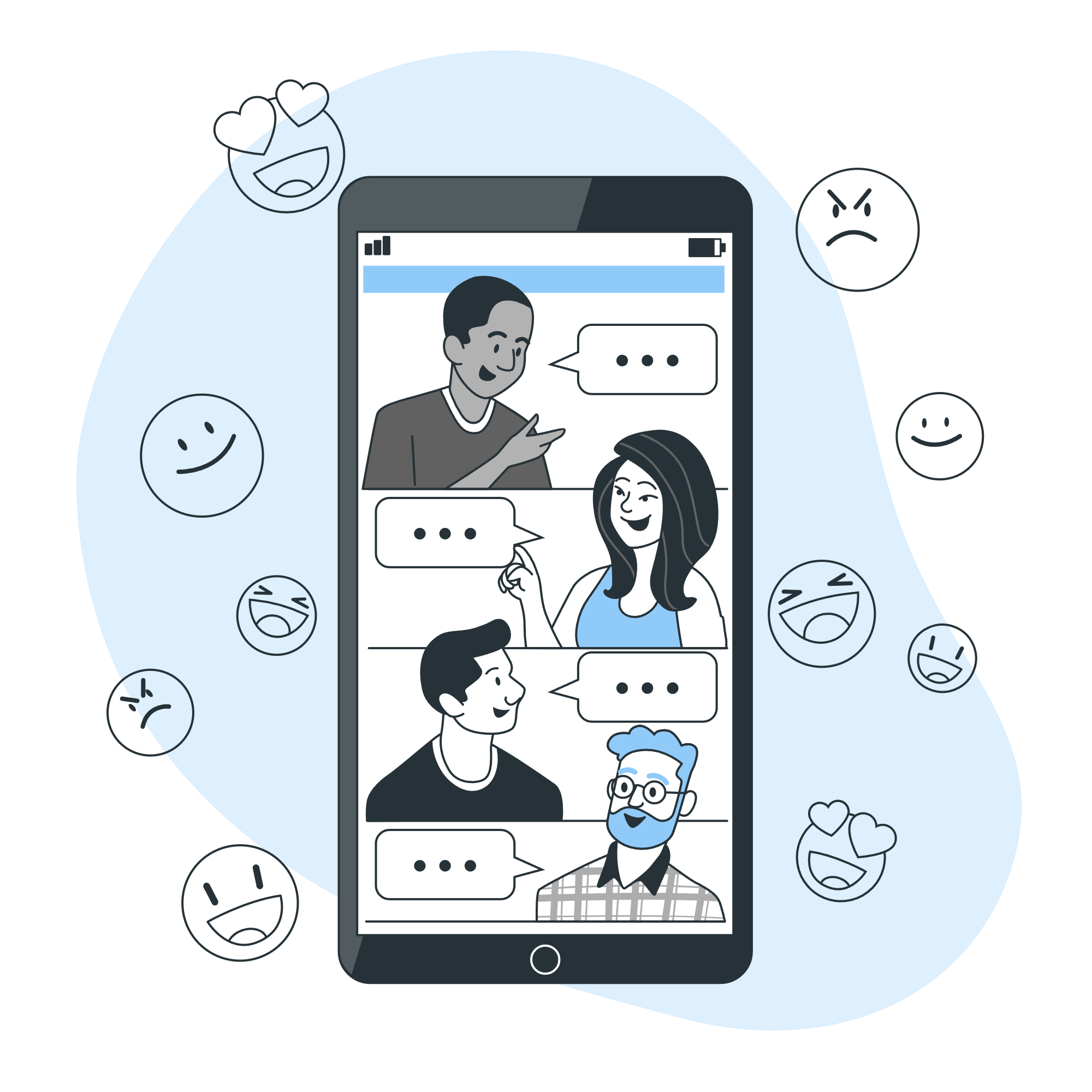 Grupo de jovens conversando em círculo